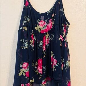 torrid Navy Tank Top with Pink Rose Floral Print